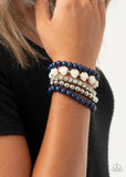 Rose Garden Grandeur - Blue Bracelet - Paparazzi Accessories Bracelet FS-Bedazzle Me Pretty Mobile Fashion Boutique