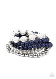 Rose Garden Grandeur - Blue Bracelet - Paparazzi Accessories Bracelet FS-Bedazzle Me Pretty Mobile Fashion Boutique