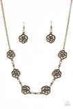 Rosebud Rapture - Brass Necklace - Paparazzi Accessories Necklace Bedazzle Me Pretty Mobile Fashion Boutique