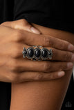 Roswell Relic - Black Ring - Paparazzi Accessories Ring Bedazzle Me Pretty Mobile Fashion Boutique