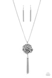 Rosy Redux - Silver Necklace - Paparazzi Accessories Necklace Bedazzle Me Pretty Mobile Fashion Boutique