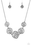 Rosy Rosette - Black Necklace - Paparazzi Accessories Necklace Bedazzle Me Pretty Mobile Fashion Boutique