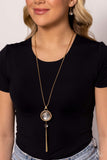 Rotating Radiance - Gold Necklace - Paparazzi Accessories Necklace Bedazzle Me Pretty Mobile Fashion Boutique