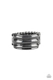 Rough Around The Edges - Black Ring - Paparazzi Accessories Ring Bedazzle Me Pretty Mobile Fashion Boutique
