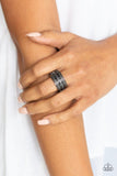 Rough Around The Edges - Black Ring - Paparazzi Accessories Ring Bedazzle Me Pretty Mobile Fashion Boutique