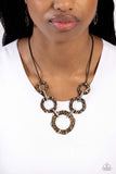 Rounded Redux - Brass Necklace - Paparazzi Accessories Necklace Bedazzle Me Pretty Mobile Fashion Boutique