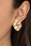 Row, Row, Row Your YACHT - Gold Clip-On Earrings - Paparazzi Accessories Clip-On Earrings Bedazzle Me Pretty Mobile Fashion Boutique