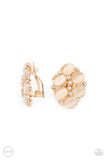 Row, Row, Row Your YACHT - Gold Clip-On Earrings - Paparazzi Accessories Clip-On Earrings Bedazzle Me Pretty Mobile Fashion Boutique