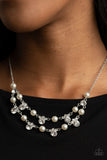 Royal Announcement - White Necklace - Paparazzi Accessories Necklace Bedazzle Me Pretty Mobile Fashion Boutique