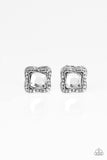 Royal Fandom - White Clip-On Earrings - Paparazzi Accessories Clip-On Earrings Bedazzle Me Pretty Mobile Fashion Boutique