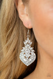 Royal Hustle - White Earrings - Paparazzi Accessories Earrings Bedazzle Me Pretty Mobile Fashion Boutique