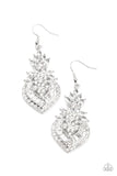 Royal Hustle - White Earrings - Paparazzi Accessories Earrings Bedazzle Me Pretty Mobile Fashion Boutique