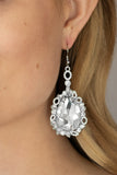 Royal Recognition - White Earrings - Paparazzi Accessories Earrings Bedazzle Me Pretty Mobile Fashion Boutique