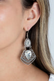 Royal Remix - White Earrings - Paparazzi Accessories Earrings Bedazzle Me Pretty Mobile Fashion Boutique