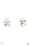 Royal Reverie - White Post Earrings - Paparazzi Accessories Post Earrings Bedazzle Me Pretty Mobile Fashion Boutique