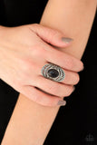 Royal Roamer - Black Ring - Paparazzi Accessories Ring Bedazzle Me Pretty Mobile Fashion Boutique