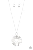 Running Circles In My Mind - Silver Necklace - Paparazzi Accessories Necklace Bedazzle Me Pretty Mobile Fashion Boutique