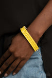 Rural Equinox - Yellow Bracelet - Paparazzi Accessories Bracelet Bedazzle Me Pretty Mobile Fashion Boutique