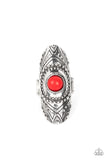 Rural Residence - Red Ring - Paparazzi Accessories Ring Bedazzle Me Pretty Mobile Fashion Boutique