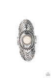 Rural Residence - White Ring - Paparazzi Accessories Ring Bedazzle Me Pretty Mobile Fashion Boutique