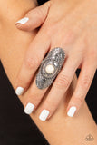 Rural Residence - White Ring - Paparazzi Accessories Ring Bedazzle Me Pretty Mobile Fashion Boutique