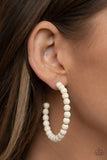 Rural Retrograde - White Earrings - Paparazzi Accessories Earrings Bedazzle Me Pretty Mobile Fashion Boutique