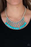 Rural Revival - Blue Necklace - Paparazzi Accessories Necklace Bedazzle Me Pretty Mobile Fashion Boutique