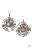 Rustic Groves - Copper Earrings - Paparazzi Accessories Earrings Bedazzle Me Pretty Mobile Fashion Boutique