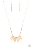 Rustic Hot Rod - Gold Necklace - Paparazzi Accessories Necklace Bedazzle Me Pretty Mobile Fashion Boutique