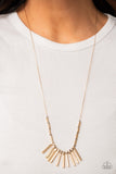 Rustic Hot Rod - Gold Necklace - Paparazzi Accessories Necklace Bedazzle Me Pretty Mobile Fashion Boutique