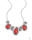 Rustic Remix - Red Necklace - Paparazzi Accessories Necklace Bedazzle Me Pretty Mobile Fashion Boutique