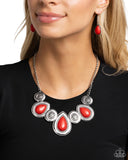 Rustic Remix - Red Necklace - Paparazzi Accessories Necklace Bedazzle Me Pretty Mobile Fashion Boutique