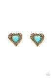 Rustic Romance - Brass Post Earrings - Paparazzi Accessories Post Earrings Bedazzle Me Pretty Mobile Fashion Boutique