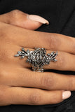 Rustic Rose Gardens - Silver Ring - Paparazzi Accessories Ring Bedazzle Me Pretty Mobile Fashion Boutique