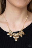 Rustic Smolder - Gold Necklace - Paparazzi Accessories Necklace Bedazzle Me Pretty Mobile Fashion Boutique