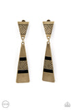 Safari Seeker - Brass Clip-On Earrings - Paparazzi Accessories Clip-On Bedazzle Me Pretty Mobile Fashion Boutique