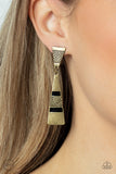 Safari Seeker - Brass Clip-On Earrings - Paparazzi Accessories Clip-On Bedazzle Me Pretty Mobile Fashion Boutique