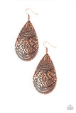 Safari Splash - Copper Earrings - Paparazzi Accessories Earrings Bedazzle Me Pretty Mobile Fashion Boutique