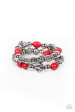 Sagebrush Saga - Red Bracelet - Paparazzi Accessories Bracelet Bedazzle Me Pretty Mobile Fashion Boutique