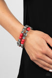 Sagebrush Saga - Red Bracelet - Paparazzi Accessories Bracelet Bedazzle Me Pretty Mobile Fashion Boutique