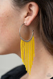 Saguaro Breeze - Yellow Earrings - Paparazzi Accessories Earrings Bedazzle Me Pretty Mobile Fashion Boutique