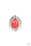 Saguaro Scene - Red Ring - Paparazzi Accessories Ring Bedazzle Me Pretty Mobile Fashion Boutique