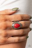 Saguaro Scene - Red Ring - Paparazzi Accessories Ring Bedazzle Me Pretty Mobile Fashion Boutique