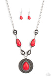 Saguaro Soul Trek - Red Necklace - Paparazzi Accessories Necklace Bedazzle Me Pretty Mobile Fashion Boutique