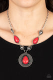 Saguaro Soul Trek - Red Necklace - Paparazzi Accessories Necklace Bedazzle Me Pretty Mobile Fashion Boutique
