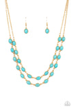 Sahara Safari - Blue Necklace - Paparazzi Accessories Necklace Bedazzle Me Pretty Mobile Fashion Boutique