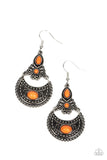 Sahara Samba - Orange Earrings - Paparazzi Accessories Earrings Bedazzle Me Pretty Mobile Fashion Boutique