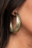 Sahara Sandstorm - Brass Earrings - Paparazzi Accessories Earrings Bedazzle Me Pretty Mobile Fashion Boutique