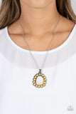 Sahara Sea - Yellow Necklace - Paparazzi Accessories Necklace Bedazzle Me Pretty Mobile Fashion Boutique