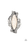 Sahara Serendipity - White Ring - Paparazzi Accessories Ring Bedazzle Me Pretty Mobile Fashion Boutique